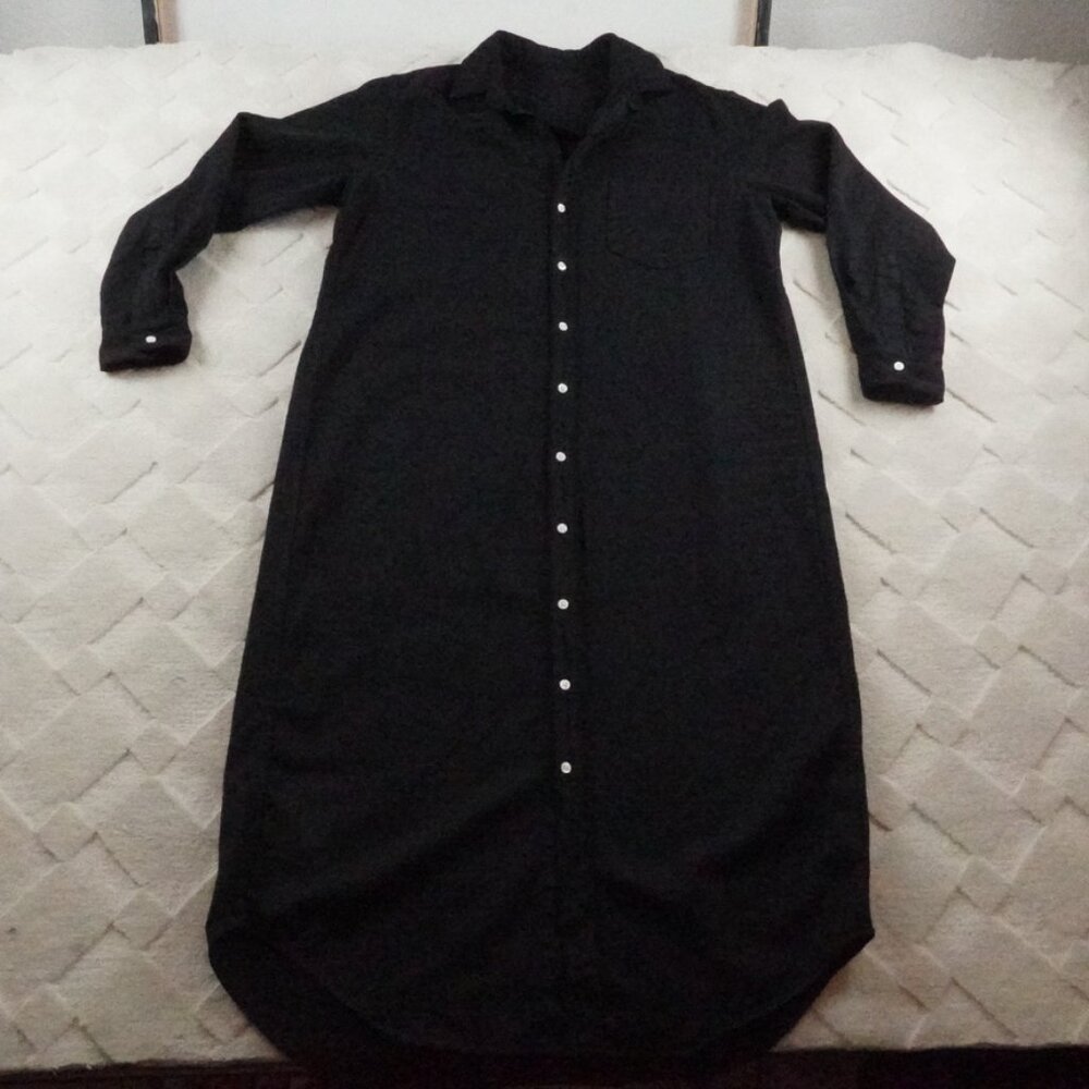 Frank & Eileen Black Button-Front Maxi Shirt Dress
